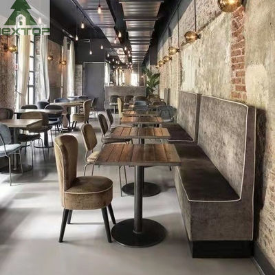 よい価格 全ホテルのレストランの家具の生地革L形角ブースのソファーは木の椅子を置いた オンラインで