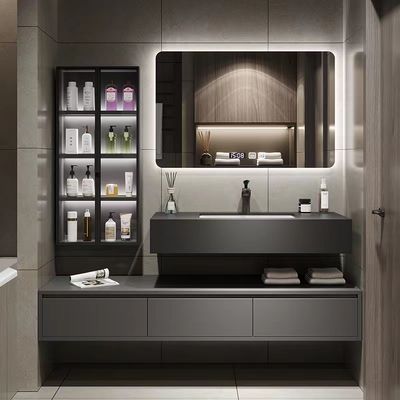 よい価格 現代ホテルの部屋のキャビネットは版の洗面器を統合した浴室の単位を揺する オンラインで