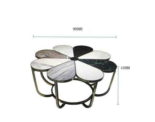 北欧の花の形のホテルのロビーの家具の金属の余暇の大理石の茶テーブル