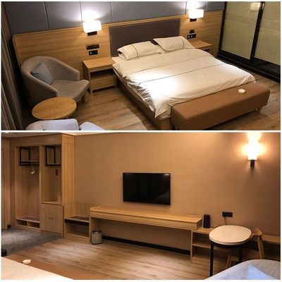 Nightstandのモーテルのホテル リゾートの寝室の家具が付いている3 4最高の贅沢な木のベッド