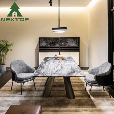NEXTTOP ステンレス・スティール・マーブル・トップ ダイニング・テーブル・セット アート・ベース・レクトン